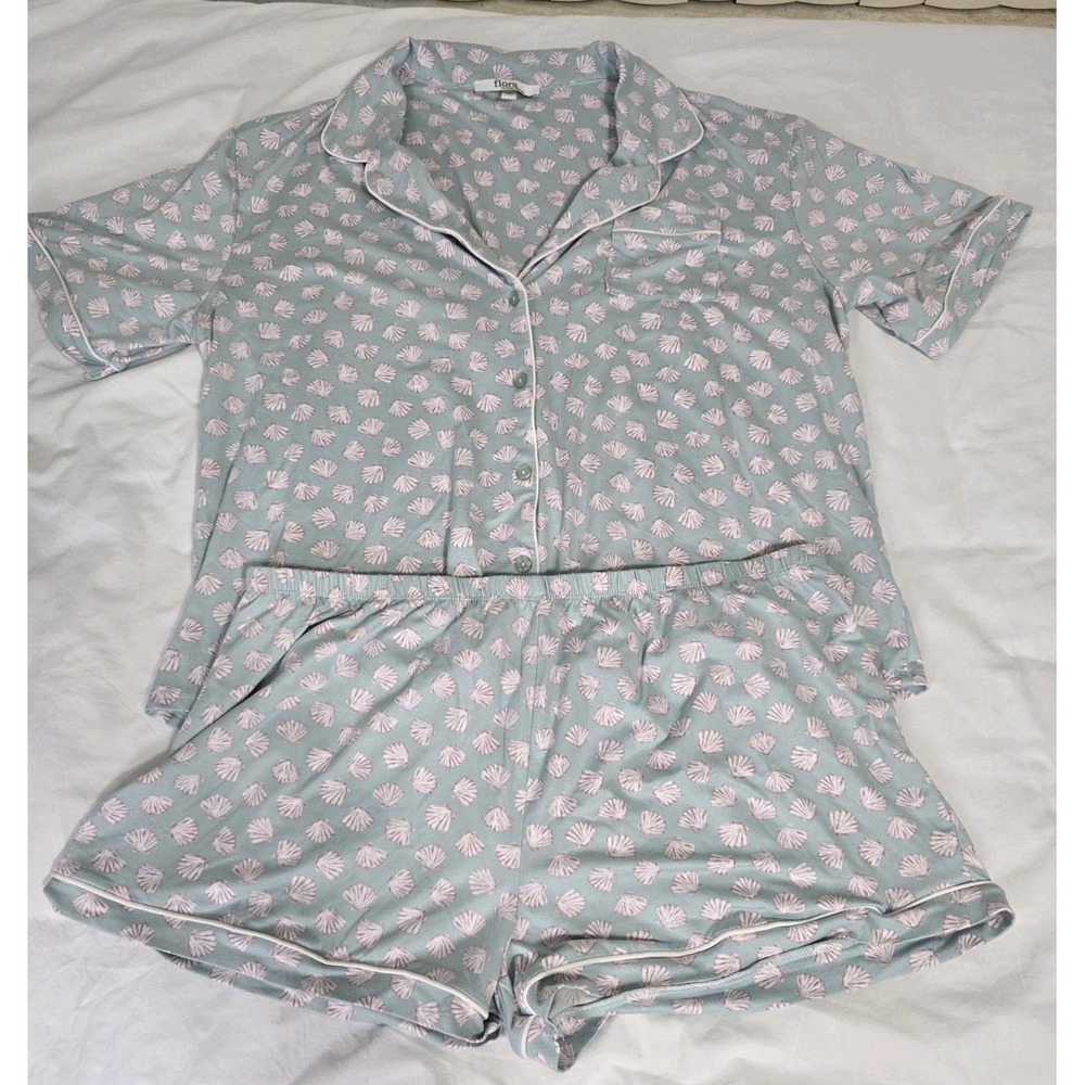 Flora Women's XL Pajama Shorts Set Sea Shells